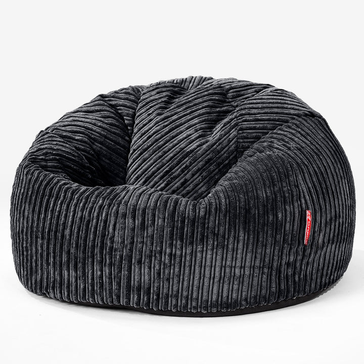 Klassischer Sitzsack Sessel - Cord Schwarz 01