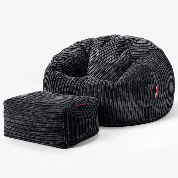Klassischer Sitzsack Sessel - Cord Schwarz 01