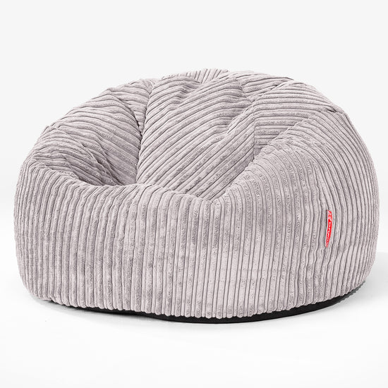 Klassischer Sitzsack Sessel - Cord Silbergrau 01