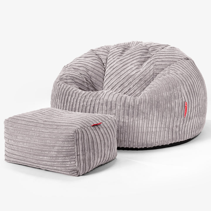 Klassischer Sitzsack Sessel - Cord Silbergrau 02
