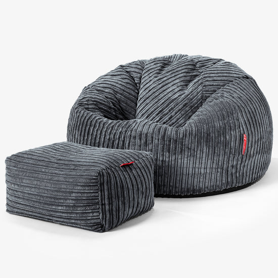 Klassischer Sitzsack Sessel - Cord Stahlgrau 02
