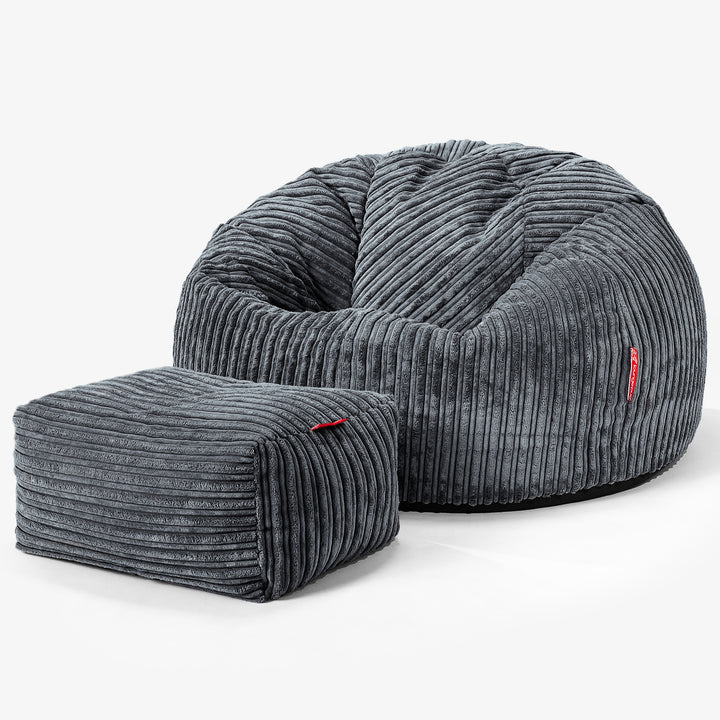 Klassischer Sitzsack Sessel - Cord Stahlgrau 02