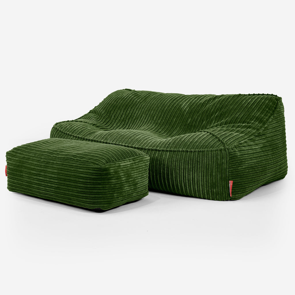 Das Slouchy Sitzsack Sofa - Cord Nadelwaldgrün 02