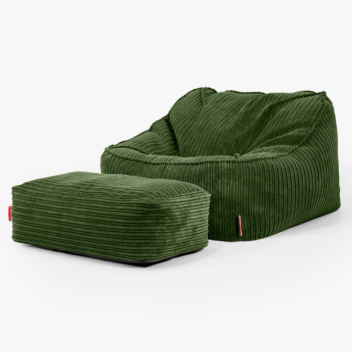 Der Slouchy Sitzsack Sessel - Cord Nadelwaldgrün 02