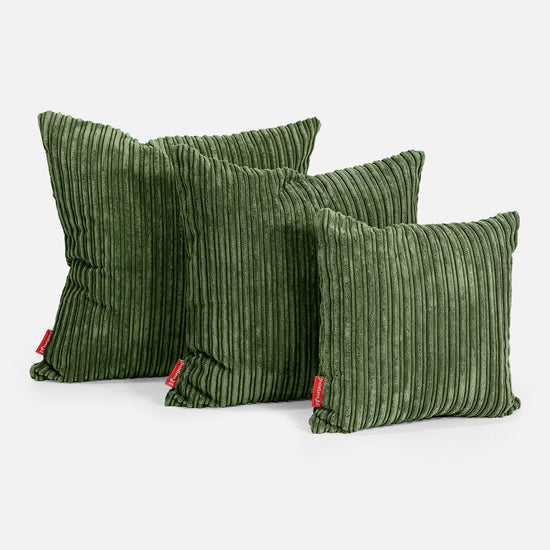 Extra Große Dekokissen / Sofa Kissenbezug 70 x 70cm - Cord Nadelwaldgrün 02