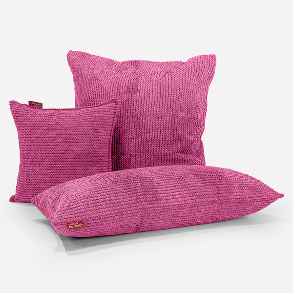 Extra Große Dekokissen / Sofa Kissenbezug 70 x 70cm - Pom-Pom Pink Fabric Close-up Image