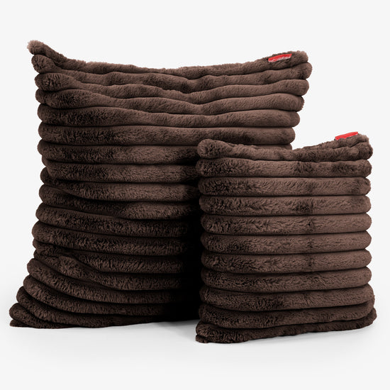 Extra Große Dekokissen / Sofa Kissenbezug 70 x 70cm - Ultra Plüsch Cord Nussbraun 02