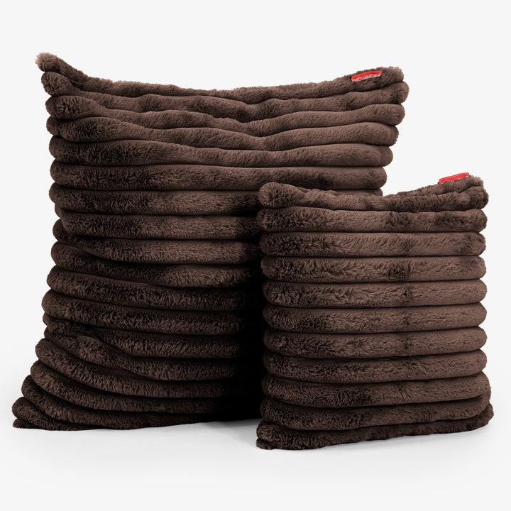 Extra Große Dekokissen / Sofa Kissenbezug 70 x 70cm - Ultra Plüsch Cord Nussbraun 02