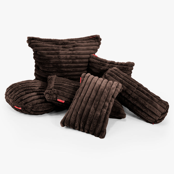 Extra Große Dekokissen / Sofa Kissenbezug 70 x 70cm - Ultra Plüsch Cord Nussbraun 03
