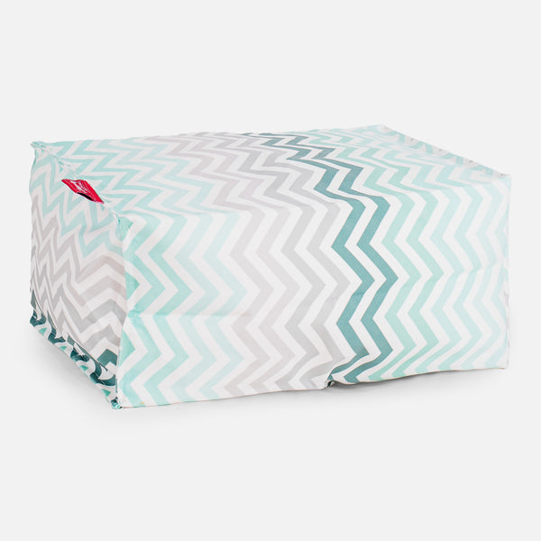 Kleiner Fußhocker - Geometrische Druck Chevron Türkis Fabric Close-up Image