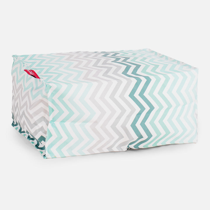 Fußhocker Pouf - Geometrische Druck Chevron Türkis 01