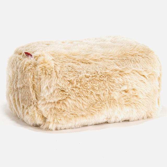 Fußhocker Pouf - Kunstfell Weiß 01