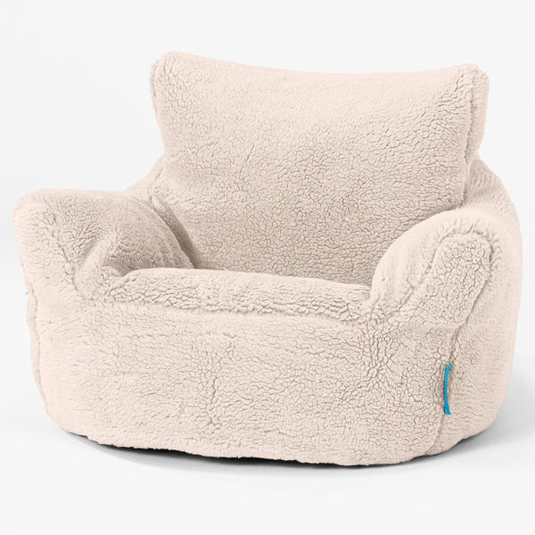 Klein Kindersessel Sitzsack 1-3 jahren - Teddy Kunstfell Creme 01