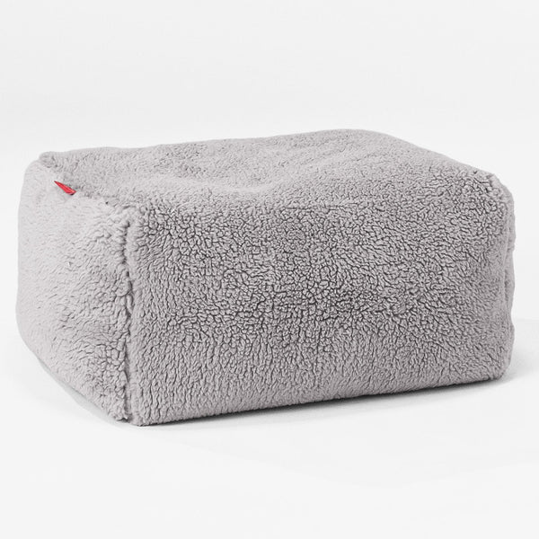 Fußhocker Pouf - Teddy Kunstfell Mittelgrau 01