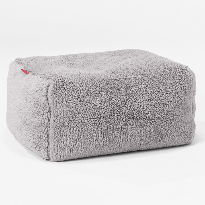 Fußhocker Pouf - Teddy Kunstfell Mittelgrau 01