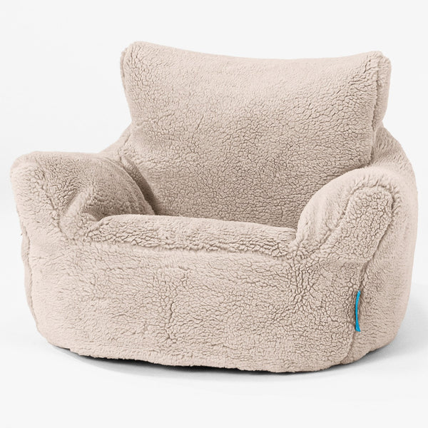 Klein Kindersessel Sitzsack 1-3 jahren - Teddy Kunstfell Nerzfarben 01