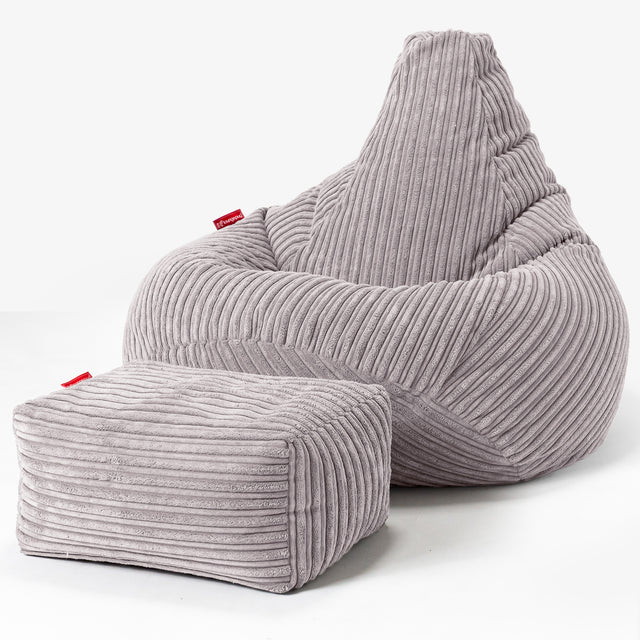 Gaming Sitzsack Sessel - Cord Silbergrau 01