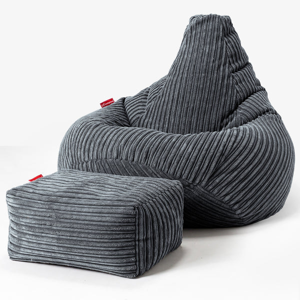 Gaming Sitzsack Sessel - Cord Stahlgrau 01