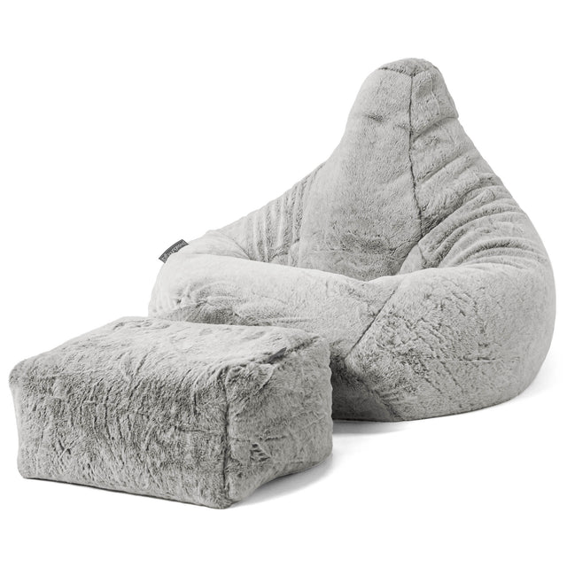 Gaming Sitzsack Sessel - Kaninchen Kunstfell Hellgrau 01