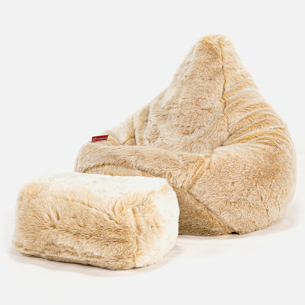 Gaming Sitzsack Sessel - Kunstfell Weiß 01