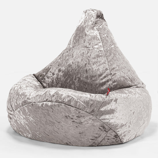 Gaming Sitzsack Sessel - Retro-Samt Silber 02
