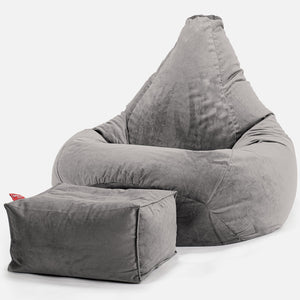 Gaming Sitzsack Sessel - Samt Silber