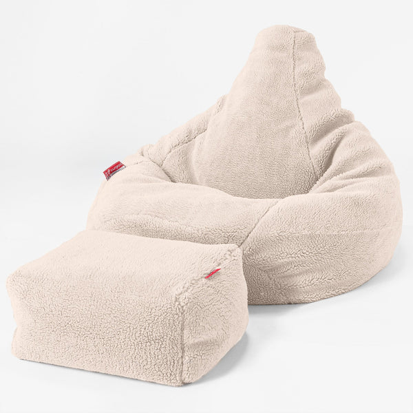 Gaming Sitzsack Sessel - Teddy Kunstfell Creme 04