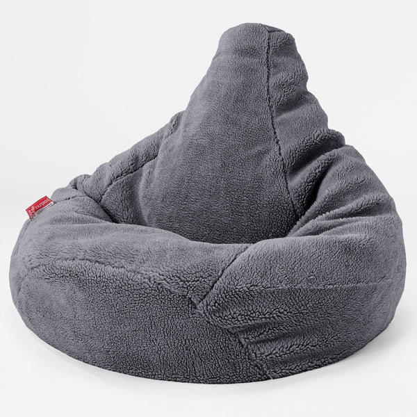 Gaming Sitzsack Sessel - Teddy Kunstfell Dunkelgrau 04