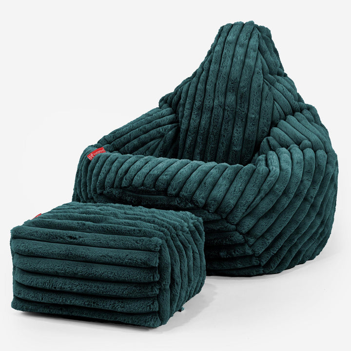 Gaming Sitzsack Sessel - Ultra Plüsch Cord Blaugrün 01