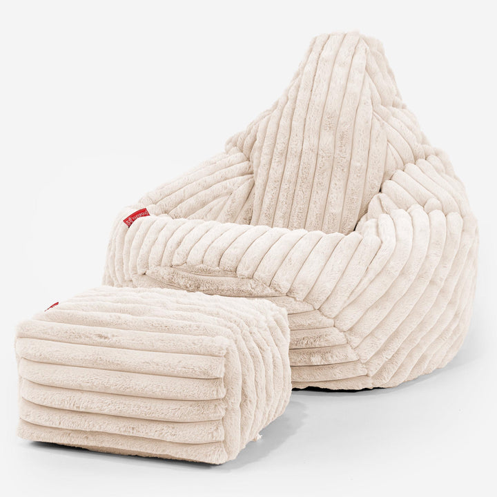 Gaming Sitzsack Sessel - Ultra Plüsch Cord Creme 01