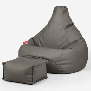 Gaming Sitzsack Sessel - Veganes Leder Grau
