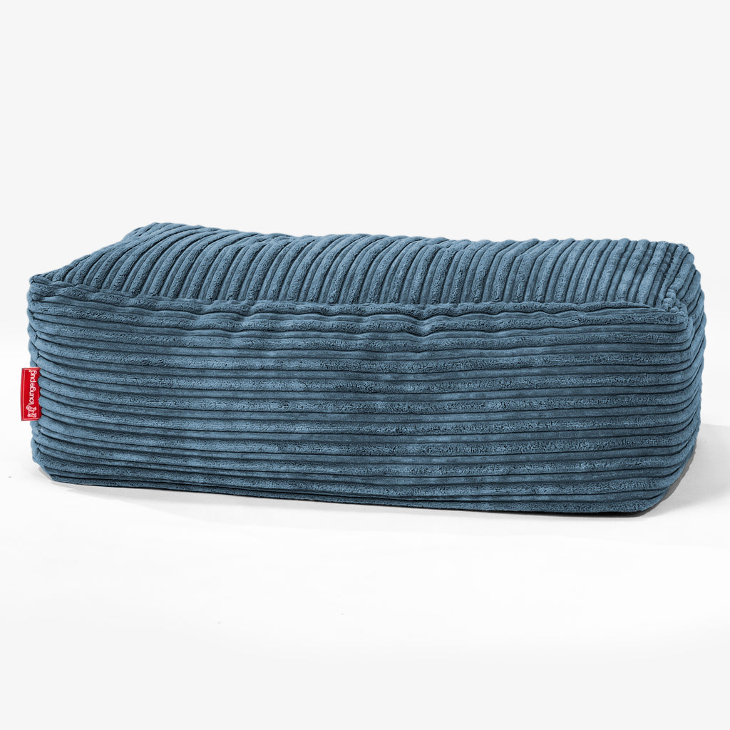 Groß Fußhocker Pouf - Cord Marineblau 01