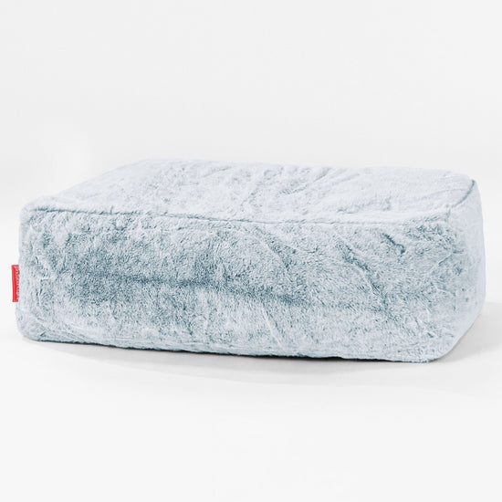 Groß Fußhocker Pouf - Kaninchen Kunstfell Pastellblau 01