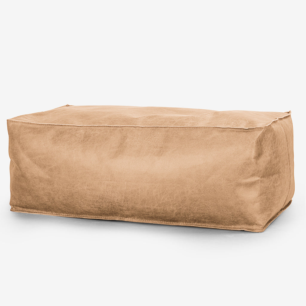 Groß Fußhocker Pouf - Vintage Leder Goldbraun 01