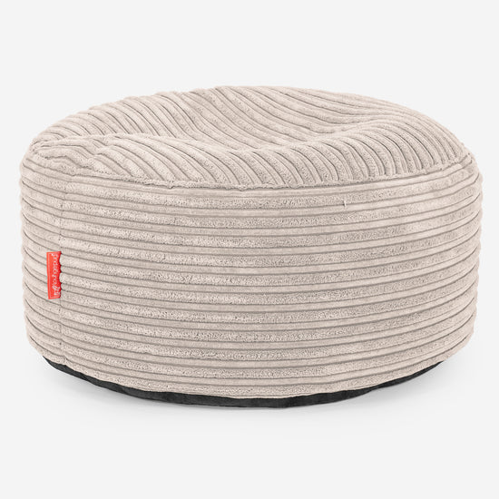 Großer runder Fußhocker - Cord Elfenbein 01