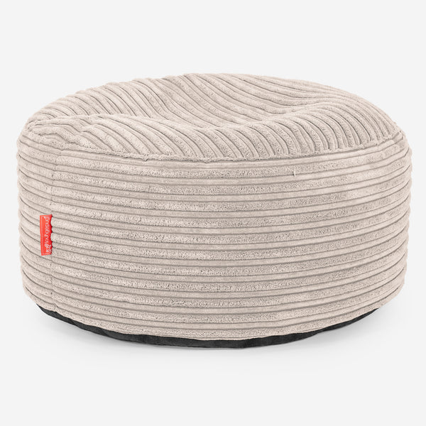 Großer runder Fußhocker - Cord Elfenbein 01