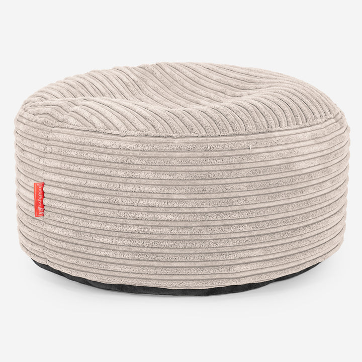 Großer runder Fußhocker - Cord Elfenbein 01