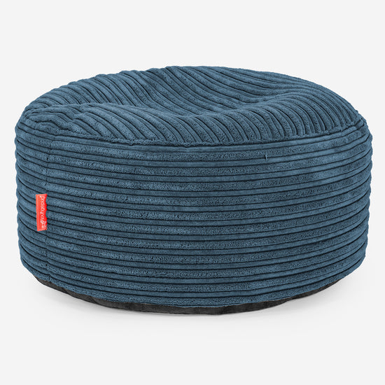 Großer runder Fußhocker - Cord Marineblau 01