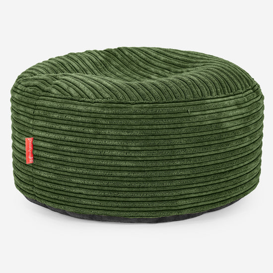 Großer runder Fußhocker - Cord Nadelwaldgrün 01
