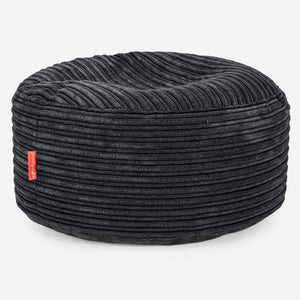 Großer runder Fußhocker - Cord Schwarz