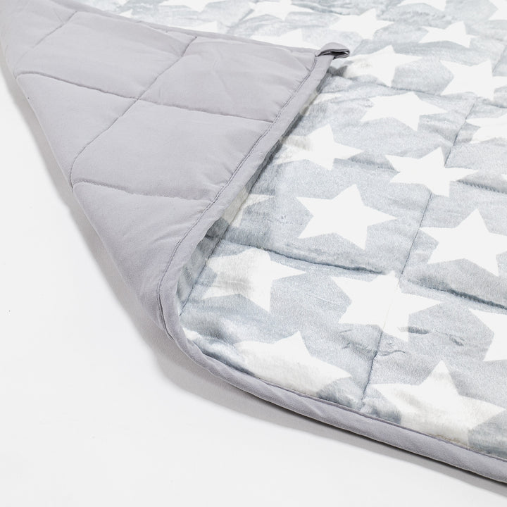 Gewichtsdecke für Kinder - Flanell-Fleece Grau Star 02