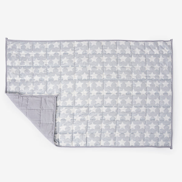 Gewichtsdecke für Kinder - Flanell-Fleece Grau Star 01