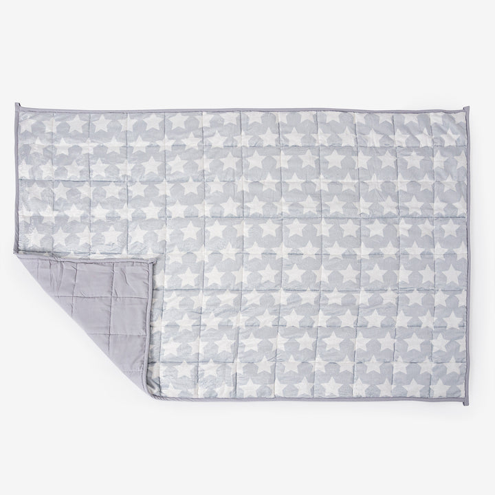Gewichtsdecke für Kinder - Flanell-Fleece Grau Star 03