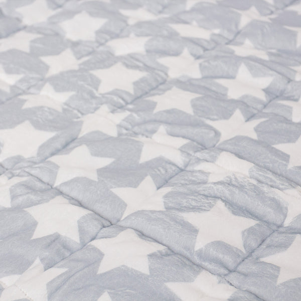 Gewichtsdecke für Kinder - Flanell-Fleece Grau Star Fabric Close-up Image