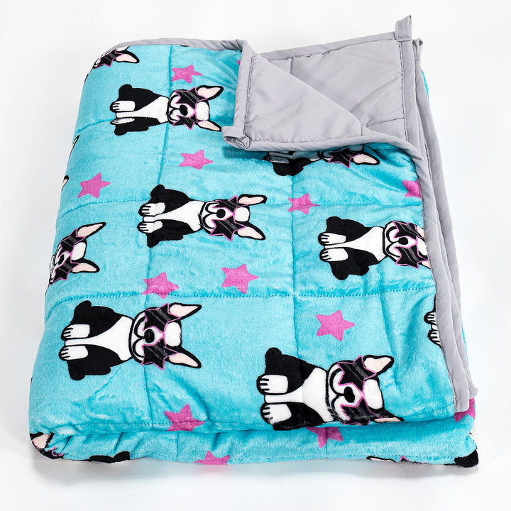Gewichtsdecke für Kinder - Flanell-Fleece Mops 01