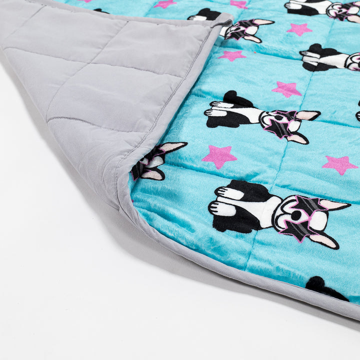 Gewichtsdecke für Kinder - Flanell-Fleece Mops 02