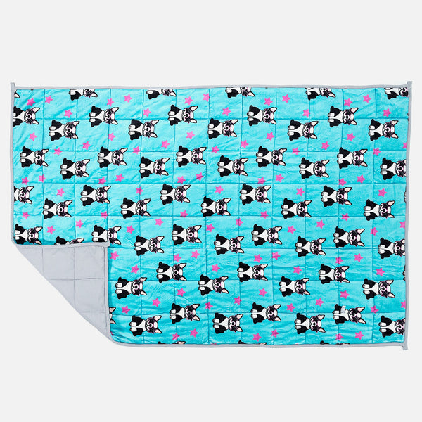 Gewichtsdecke für Kinder - Flanell-Fleece Mops 01