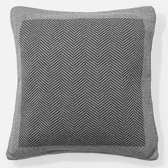 Kissen 47 x 47cm - 100% Baumwoll Fischgrätenmuster Grau 01