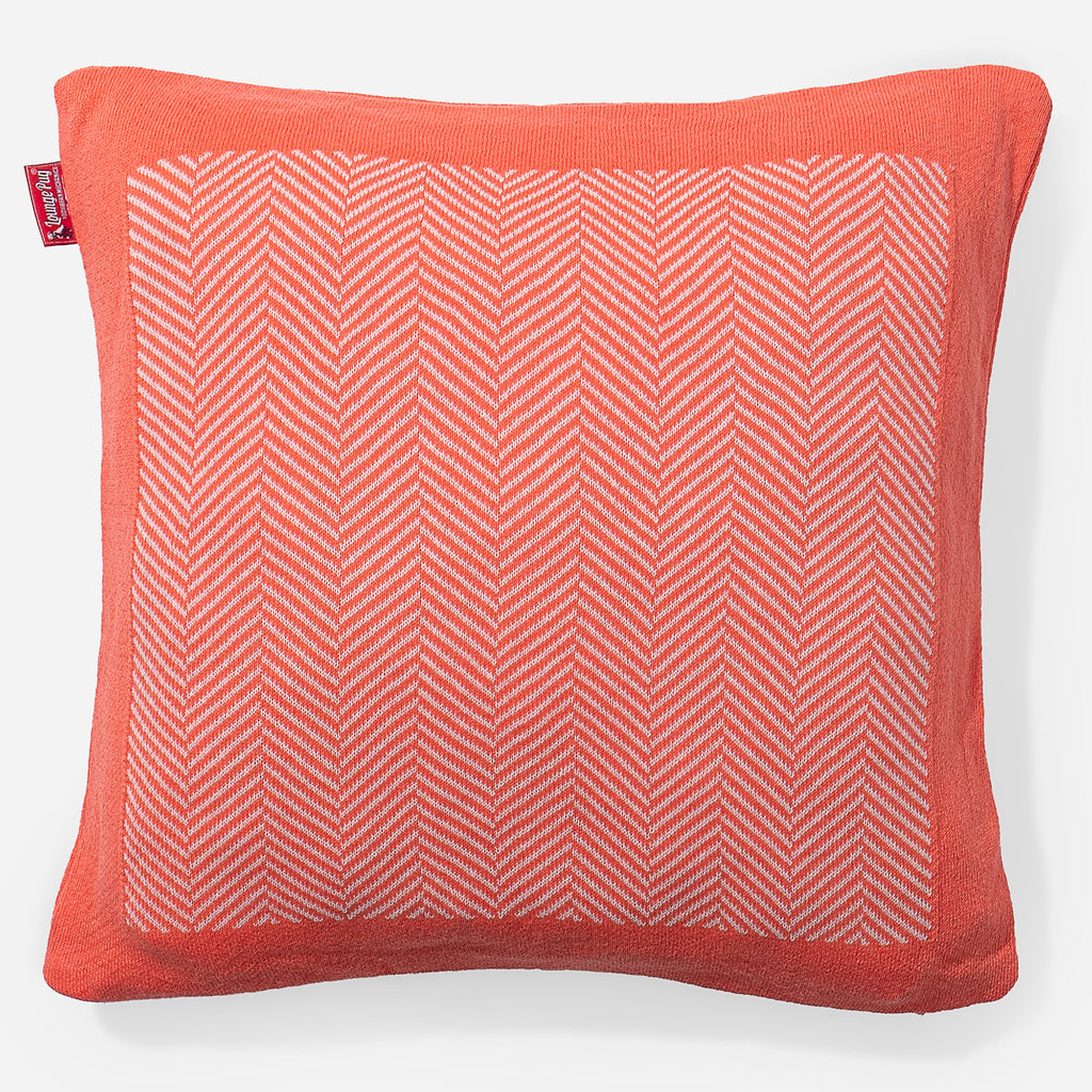 Kissen 47 x 47cm - 100% Baumwoll Fischgrätenmuster Koralle 01