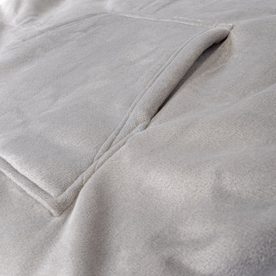 Hoodie Decke für Erwachsene - Fleece Grau 06